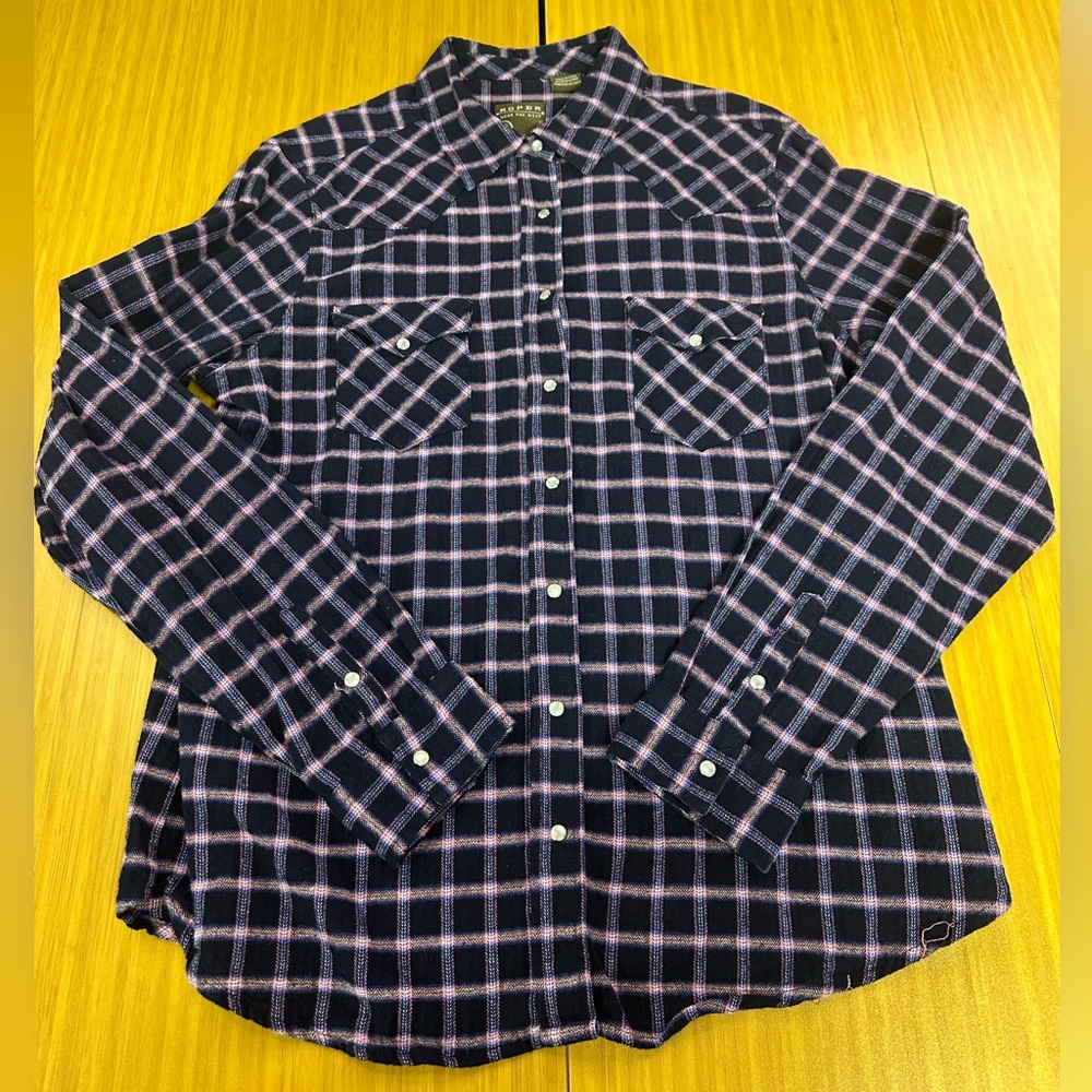 Roper Western Shirt Womens L/S Plaid Flannel Blue 03-050-0522-3697 BU Large